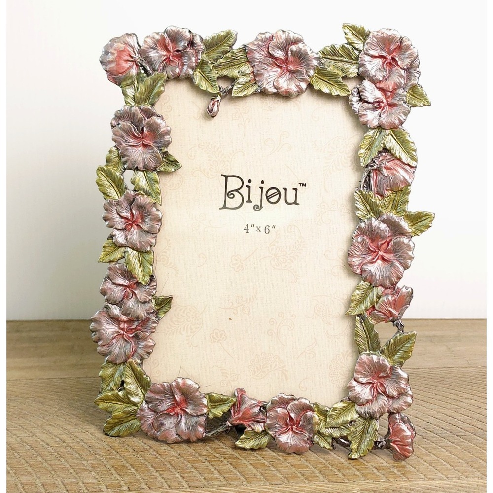 Bijou Picture Frame Flowers Enamel Floral Portrait Frame 4x6"